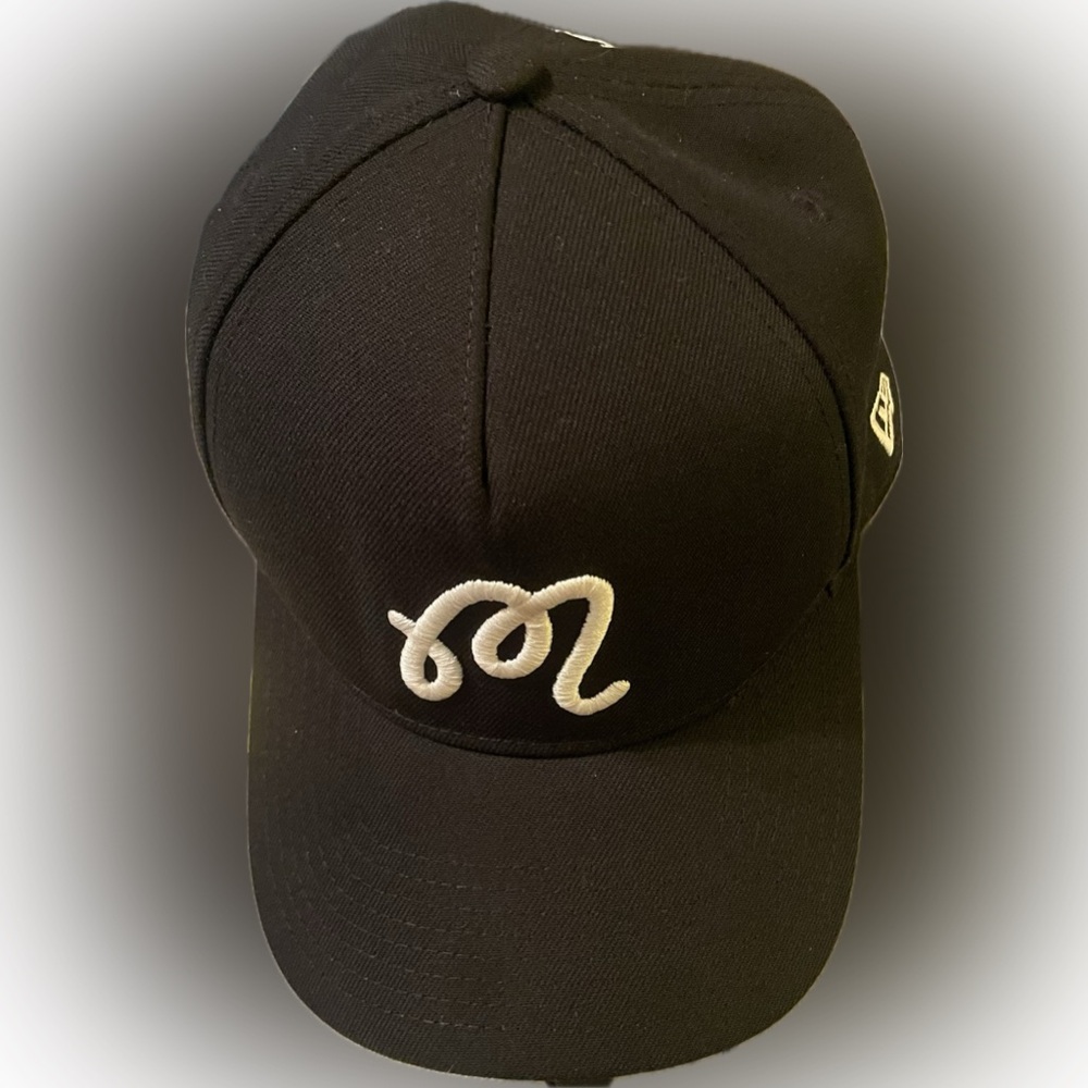 New Era Black Cap with White Embroidery snap back Malbon embroidered on the back